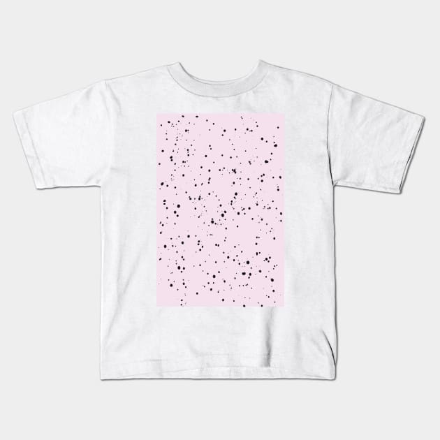 Pastel Mint Green, Pink and Black Paint Dot Drops White Background Kids T-Shirt by fivemmPaper